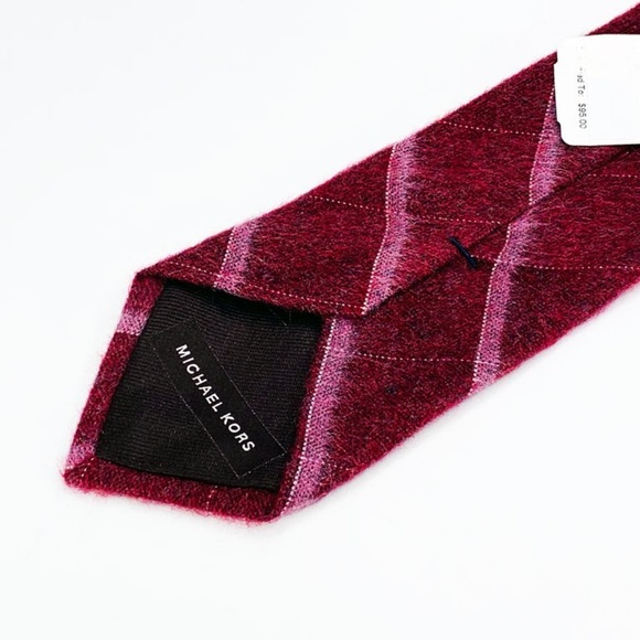 Michael Kors Tie 100% Silk Red Striped - Picture 4 of 6